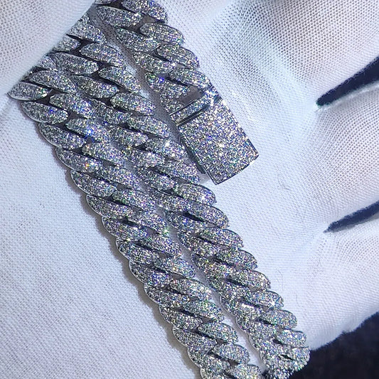 10mm CZ Stone cuban link chain Silver Gold Plated Iced Out Miami Cuban Chain Necklace for Men Women