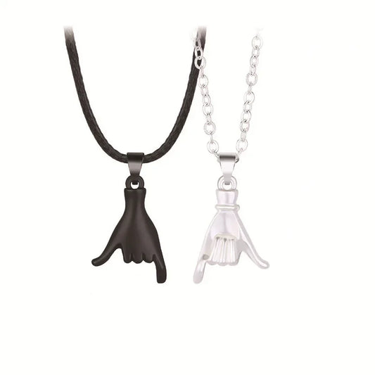 2pcs/set Pull Hook Hands Couple Necklace Pinky Swear Promise Love Hug