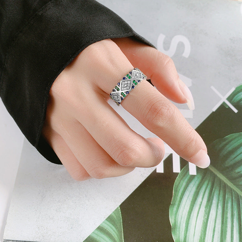 S925 Sterling Silver Angel Eye Zircon Ring
