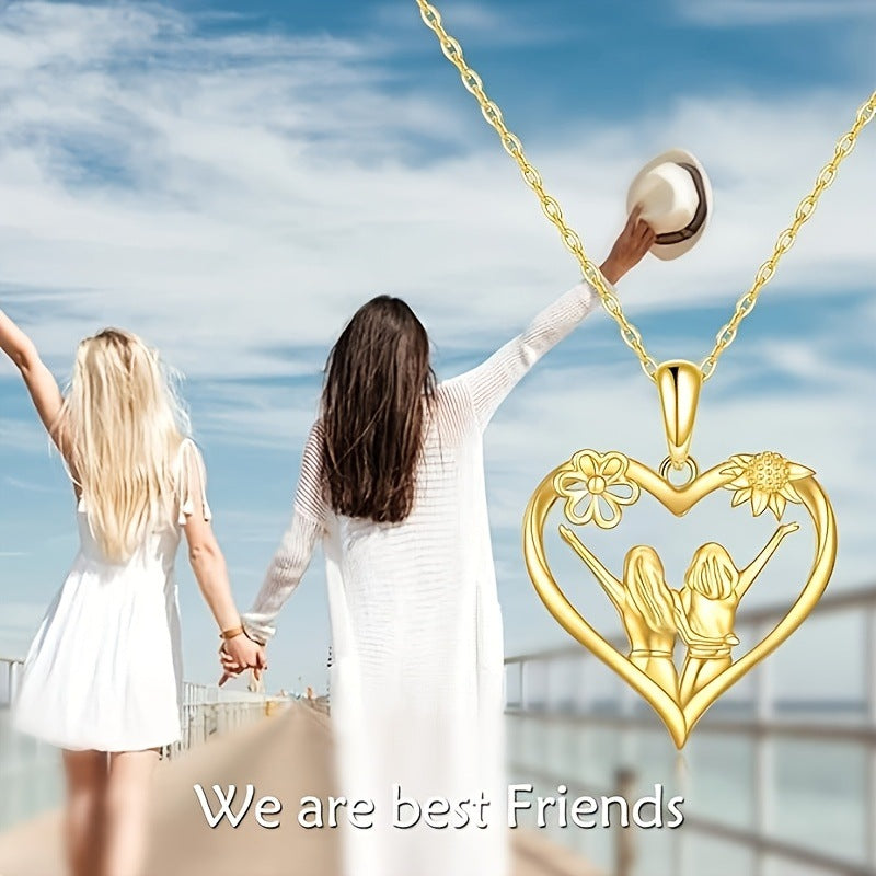 Fashion Sunflower Heart Pendant Necklace
