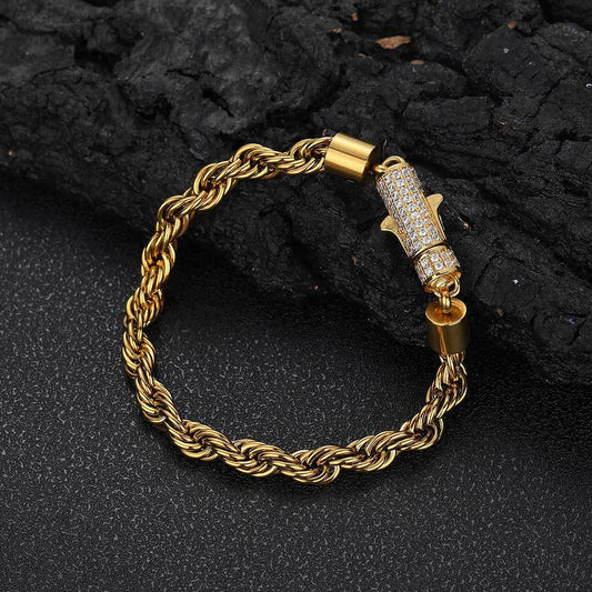 Stainless Steel Twist Hip Hop Men's Bracelet