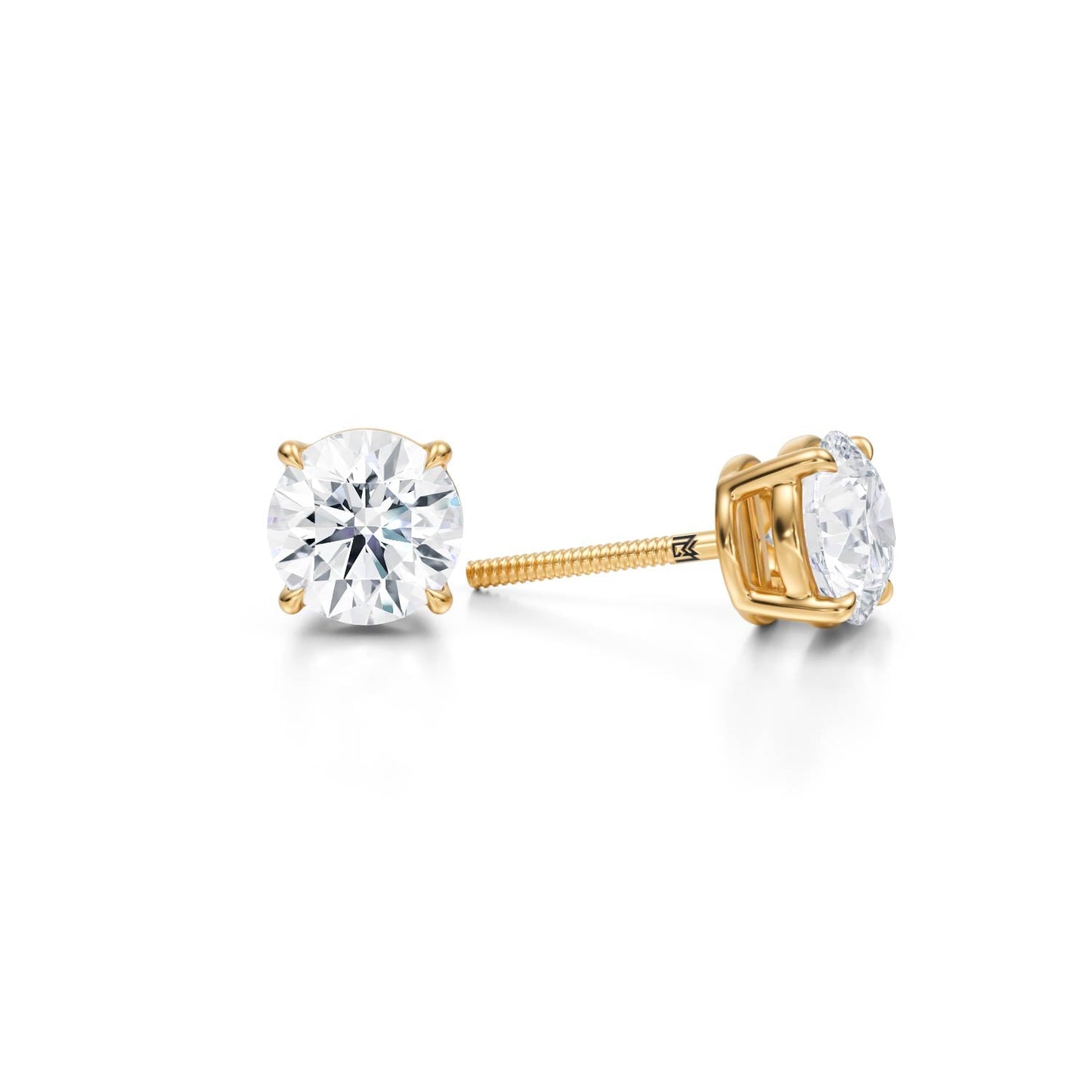2 Carat Total Weight Round Lab Grown Diamond Stud Earrings (IGI Certified F VS1)