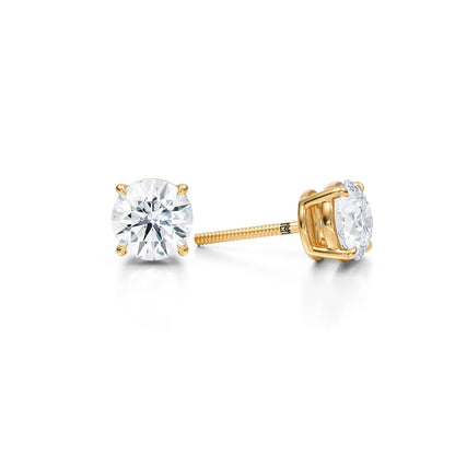 2 Carat Total Weight Round Lab Grown Diamond Stud Earrings (IGI Certified F VS1)