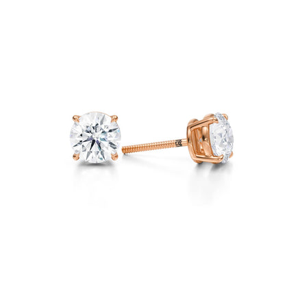 2 Carat Total Weight Round Lab Grown Diamond Stud Earrings (IGI Certified F VS1)