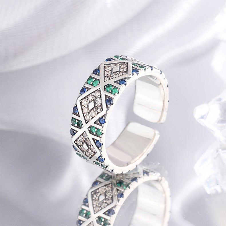 S925 Sterling Silver Angel Eye Zircon Ring