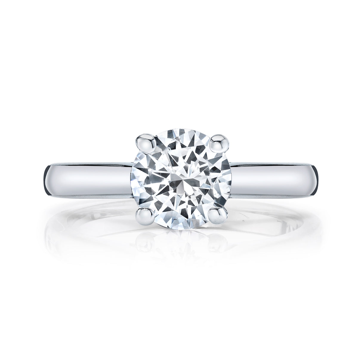 Mars Round Engagement Ring 14K White Gold