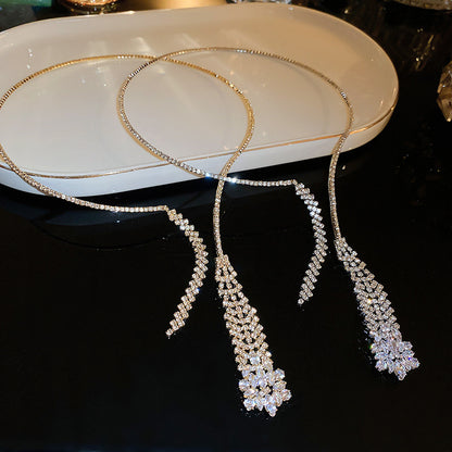 Rhinestone Zircon Tassel Necklace Affordable Luxury