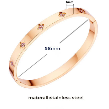 Waterproof Luxury Colorful Cubic Zirconia Bangles Stainless Steel Open Bracelet Bangle 18K Plated Fashion Jewelry Women