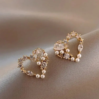 Trendy Crystal Geometric Dangle Earrings For Women Water Drop Imitation Pearl Round Tassel Earring Girl Party Engagement Jewelry
