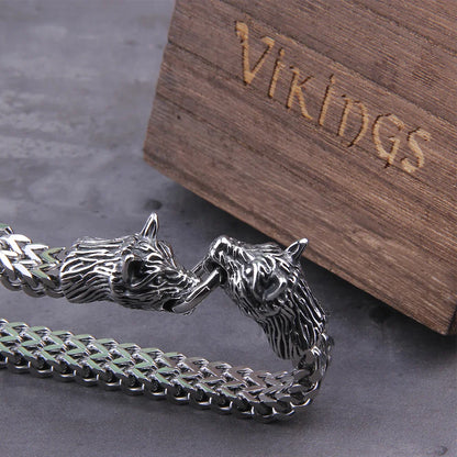 Rock Viking Wolf Charm Bracelet