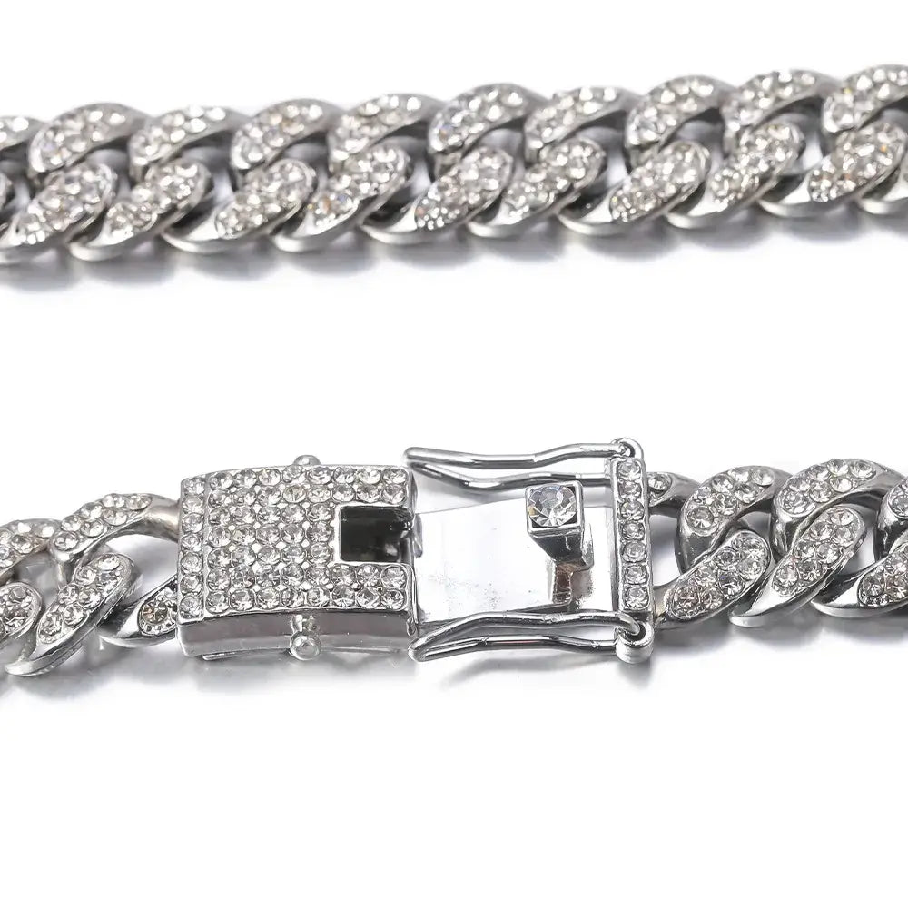 Watch + Bracelet for Women Cuban Chain Charm Bracelet Iced Out Watch
