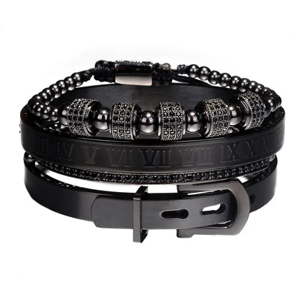 Luxury Roman Royal Crown Charm Bracelet Braided Adjustable Men Jewelry