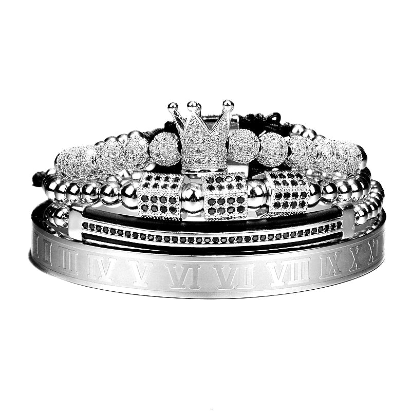 Luxury Roman Royal Crown Charm Bracelet Braided Adjustable Men Jewelry