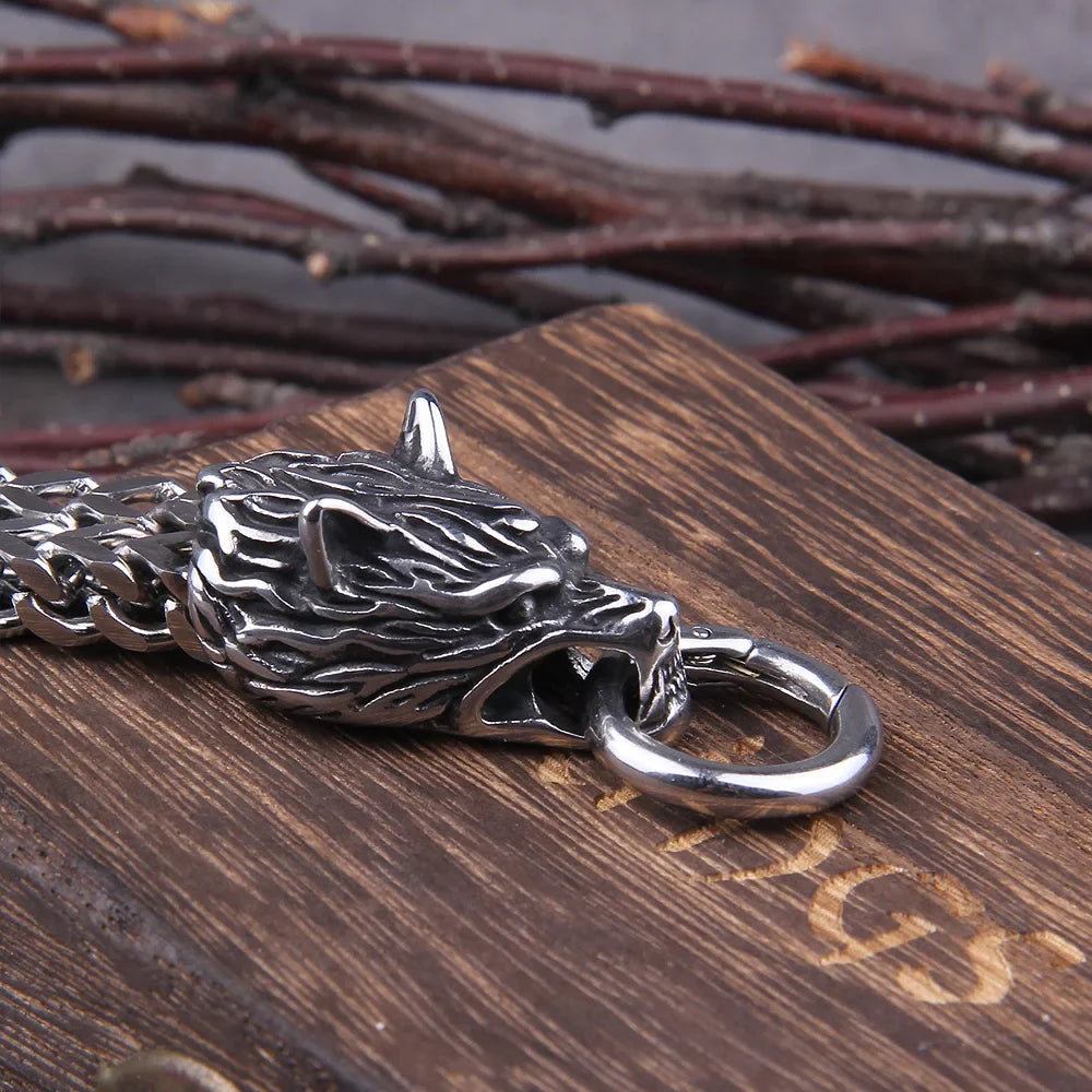Rock Viking Wolf Charm Bracelet