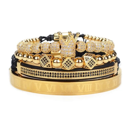 Luxury Roman Royal Crown Charm Bracelet Braided Adjustable Men Jewelry