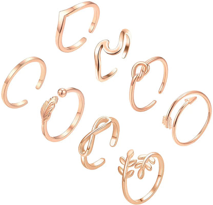 3PCS Toe Rings for Women Stainless Steel Adjustable Summer Beach Sexy Foot Ring With Diamonds Stackable Men's And Women's Ring