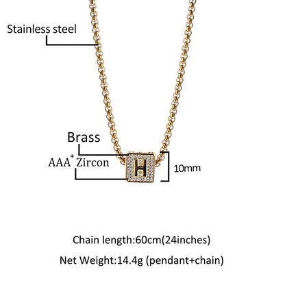 Custom Personality Letter Name Cube Pendants Necklaces for Men Hip Hop