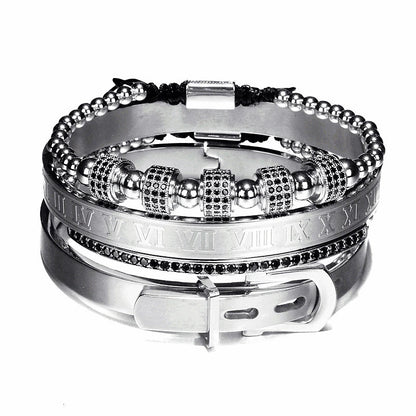 Luxury Roman Royal Crown Charm Bracelet Braided Adjustable Men Jewelry