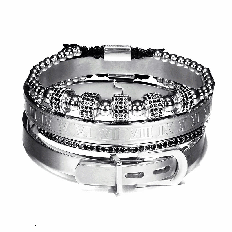 Luxury Roman Royal Crown Charm Bracelet Braided Adjustable Men Jewelry