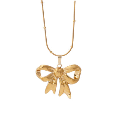 Light Luxury Design Non-fading Titanium Steel Bow Necklace