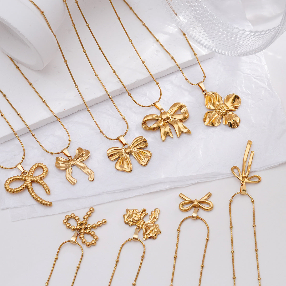 Light Luxury Design Non-fading Titanium Steel Bow Necklace