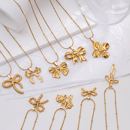 Light Luxury Design Non-fading Titanium Steel Bow Necklace