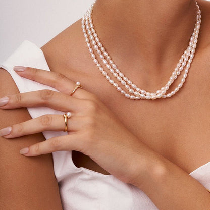 Stainless Steel Pearl Ring High-grade Ins Ring