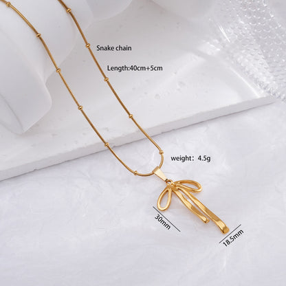 Light Luxury Design Non-fading Titanium Steel Bow Necklace