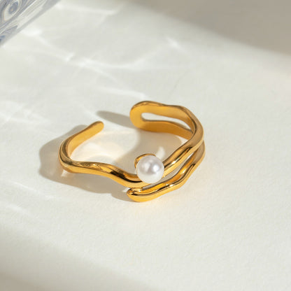 Stainless Steel Pearl Ring High-grade Ins Ring