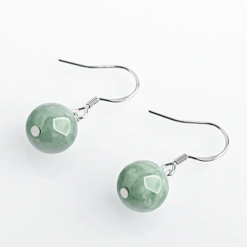 925 Sterling Silver Natural Grade A Jadeite Bead Pendant Earrings – Certified Authentic Jade Jewelry