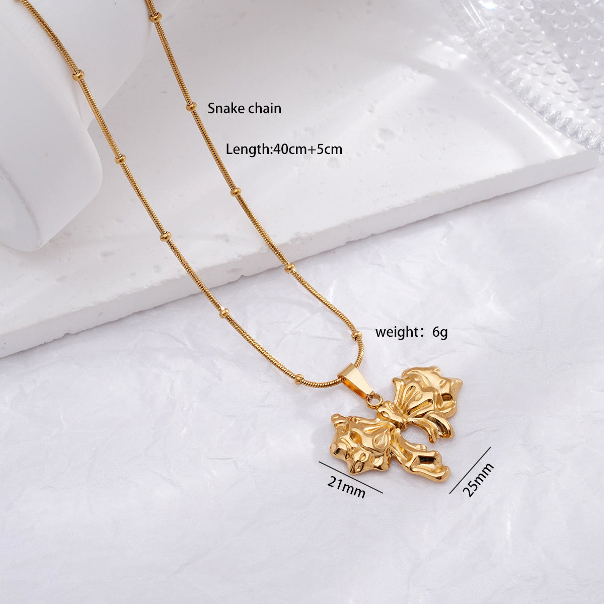 Light Luxury Design Non-fading Titanium Steel Bow Necklace