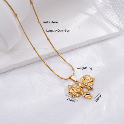 Light Luxury Design Non-fading Titanium Steel Bow Necklace