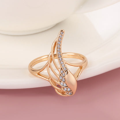 585 Rose Gold Zircon Angel Wings Ring