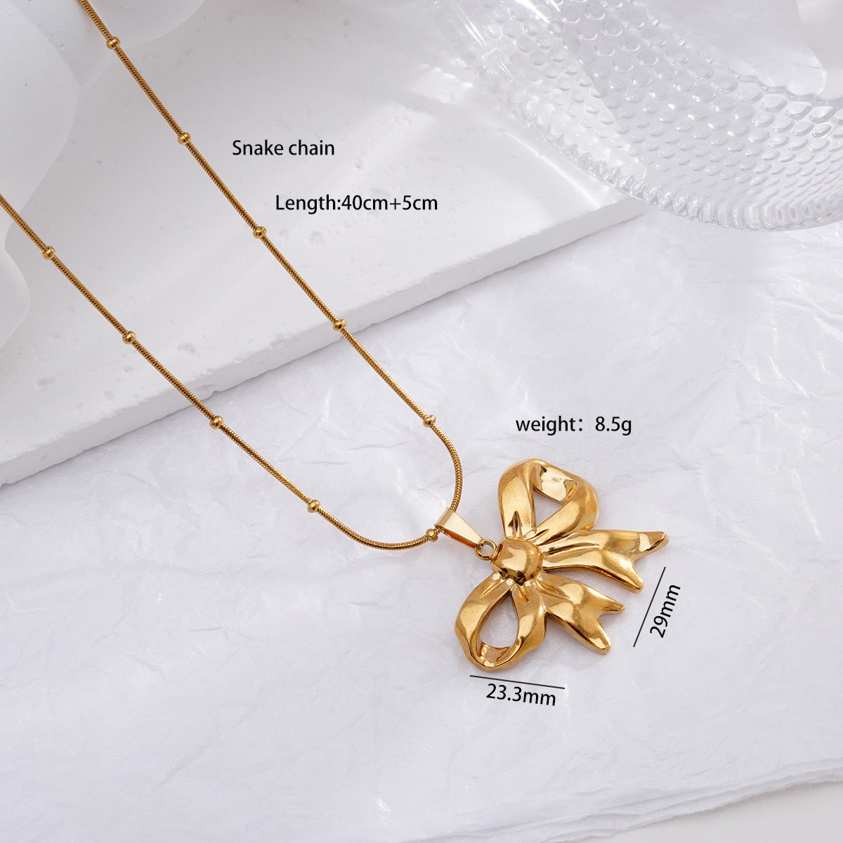 Light Luxury Design Non-fading Titanium Steel Bow Necklace