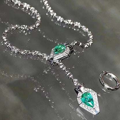 Cool Green Zircon Snake Delicate Style Necklace