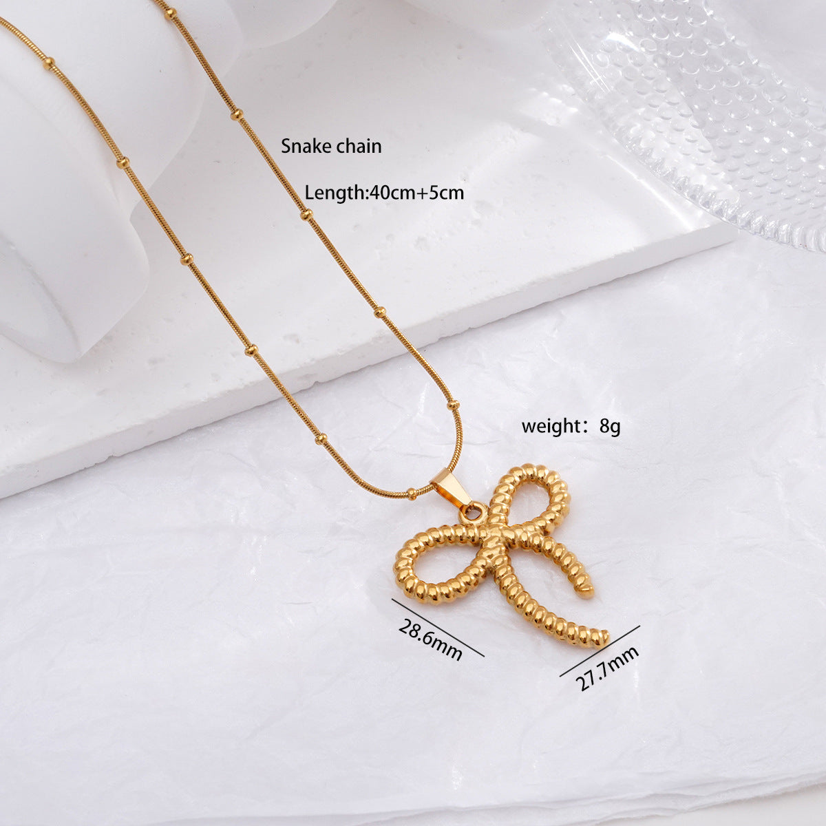 Light Luxury Design Non-fading Titanium Steel Bow Necklace