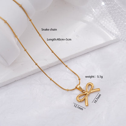 Light Luxury Design Non-fading Titanium Steel Bow Necklace