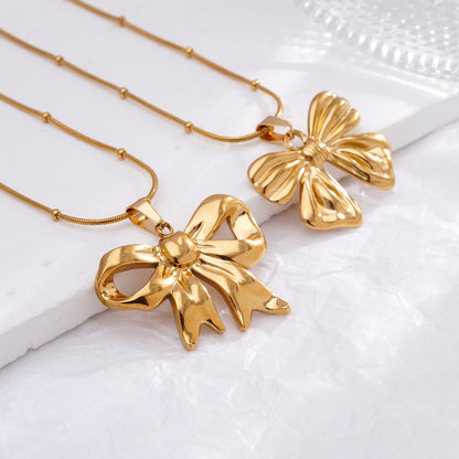 Light Luxury Design Non-fading Titanium Steel Bow Necklace