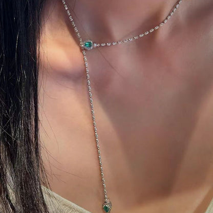 Cool Green Zircon Snake Delicate Style Necklace