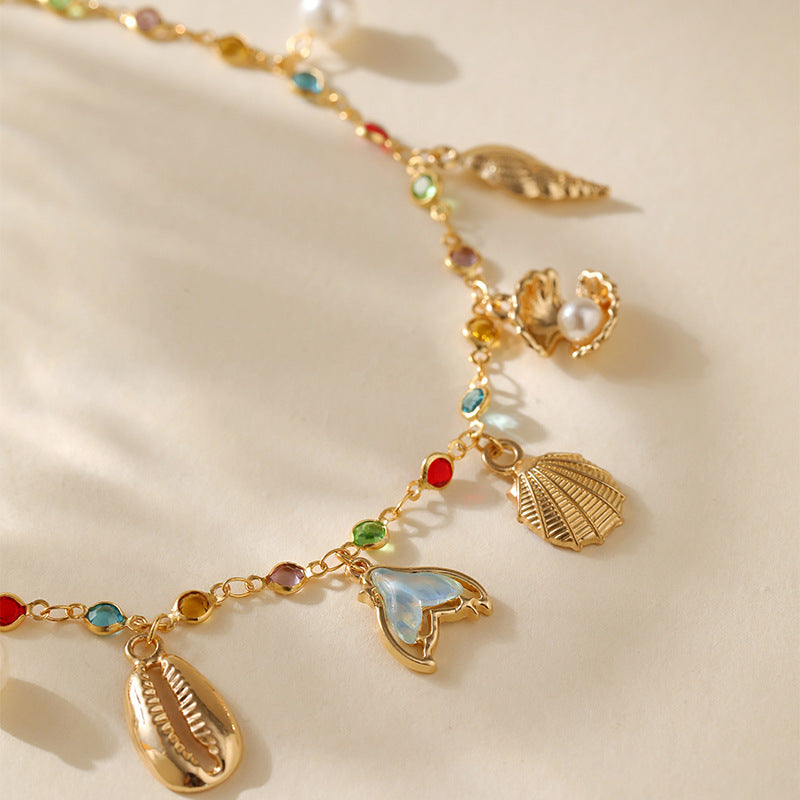 Bohemian Anklet Copper Plating 18K Real Gold Chain