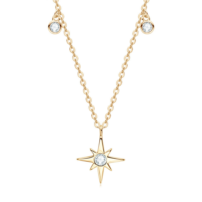 Personalized Fashion S925 Sterling Silver Moissanite Niche Starry Necklace