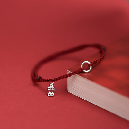 Women's S925 Sterling Silver Pendant For Safety Red Rope Bracelet