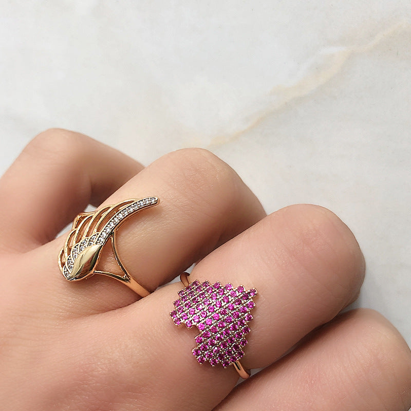 585 Rose Gold Zircon Angel Wings Ring