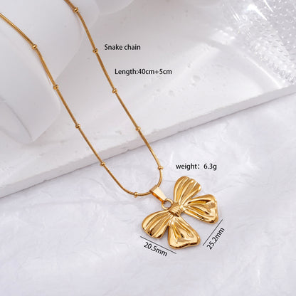 Light Luxury Design Non-fading Titanium Steel Bow Necklace