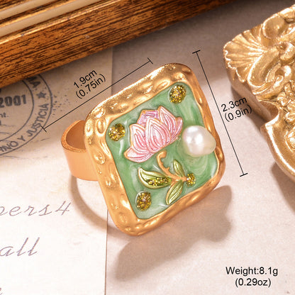 Baroque Pearl Ring Flower Oil Painting Series