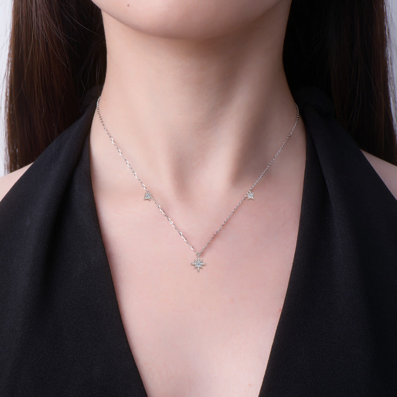 Personalized Fashion S925 Sterling Silver Moissanite Niche Starry Necklace