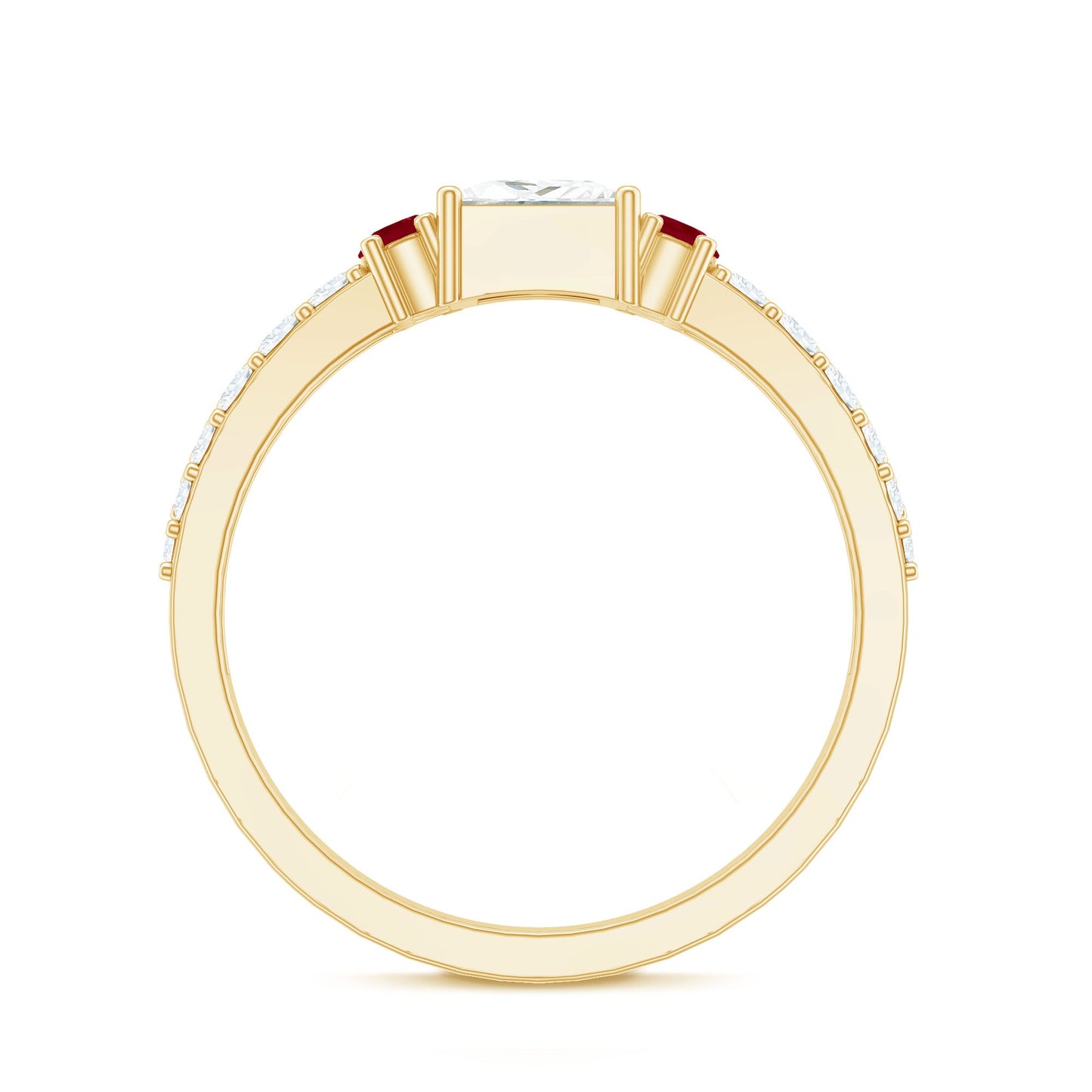Lab Grown Diamond 5 MM Princess Cut Engagement Ring With Ruby