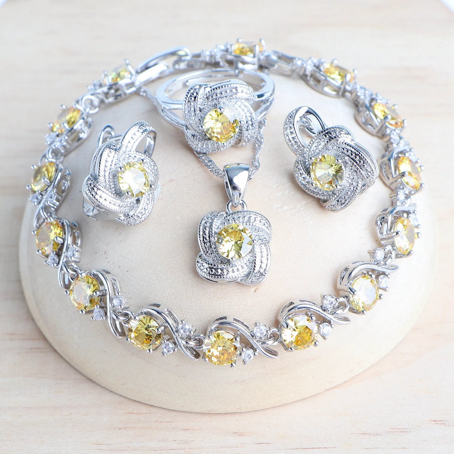 Birthstone Jewelry Set – 5 Piece Set in 925 Sterling Silver