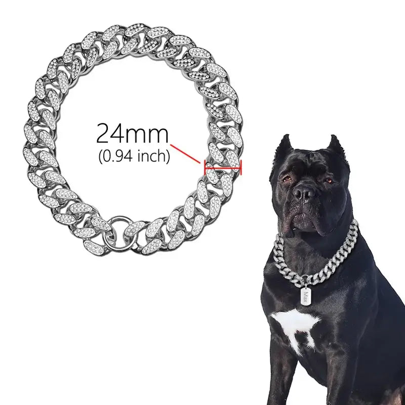 Golden Sparkle-Diamond Dog Collar for All Breeds