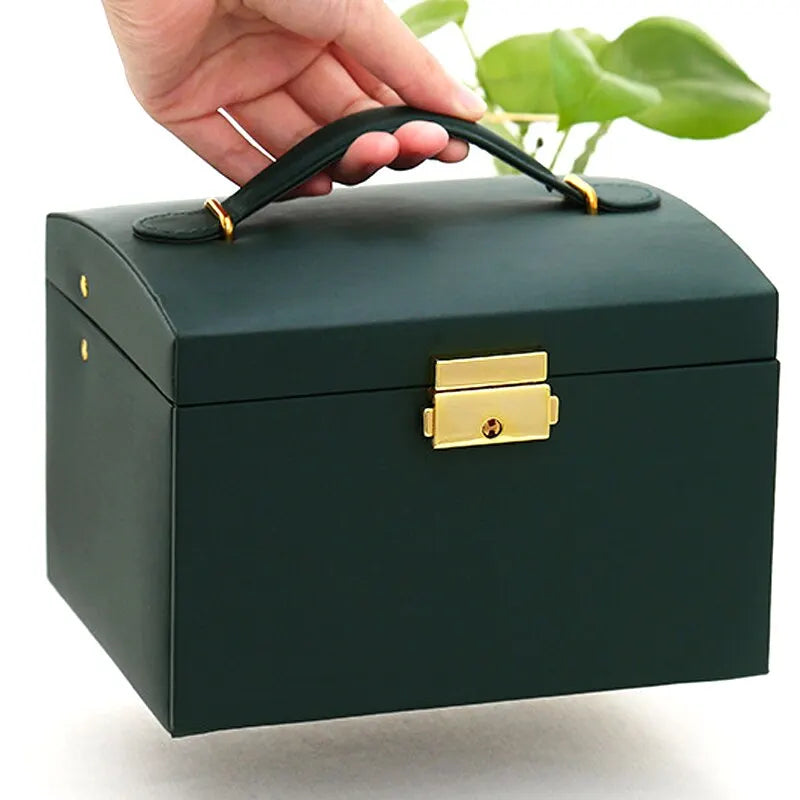 Luxury 3-Layer Leather Jewelry Box with Lock & Drawers™